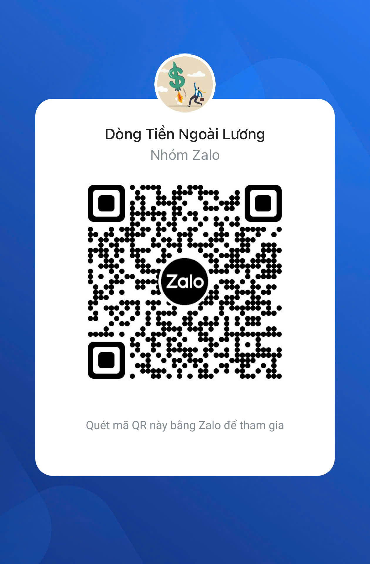 Mã QR tham gia nhóm Zalo Dòng Tiền Ngoài Lương